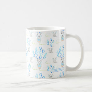 Cute Elephants Balloons & Clouds Baby Boy Pattern  Coffee Mug