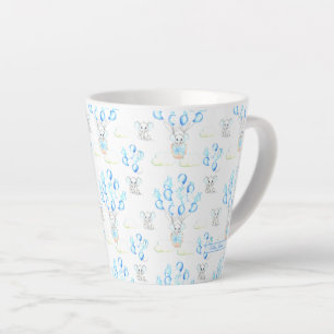 Cute Elephants Balloons & Clouds Baby Boy Pattern Latte Mug