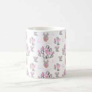 Cute Elephants Balloons & Clouds Baby Girl Coffee Mug