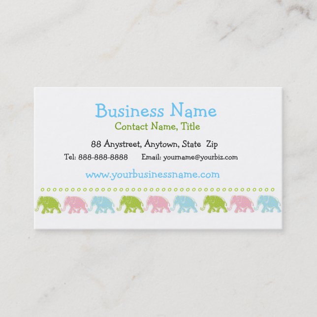 Cute Elephants Business Card (Front)
