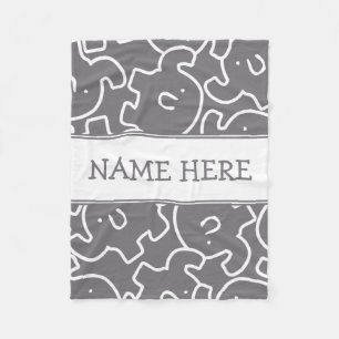 Cute Elephants Custom Name Kids Zoo Animals Fleece Blanket