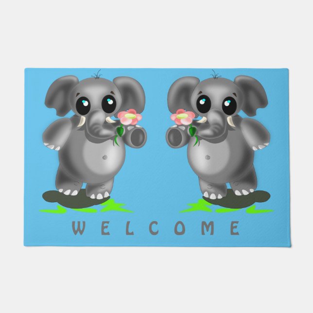 Cute Elephants Doormat (Front)