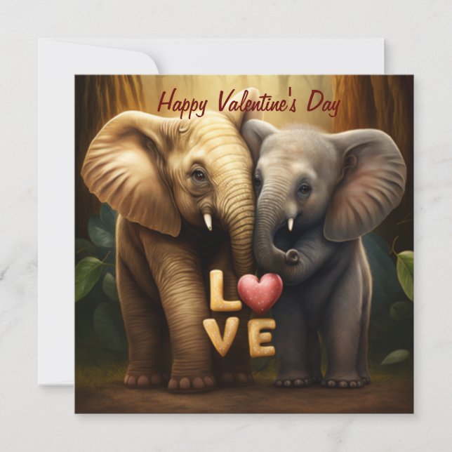 Cute elephants in love  (Front)
