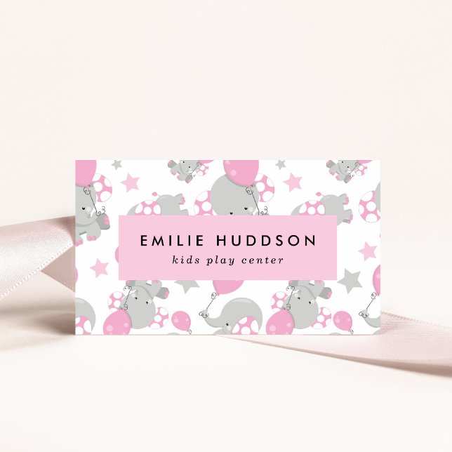 Cute Elephants, Kids Play Centre, Activity Centre Business Card (Creator Uploaded)