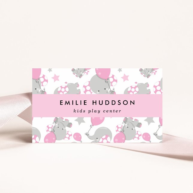 Cute Elephants, Kids Play Centre, Activity Centre Business Card (Creator Uploaded)