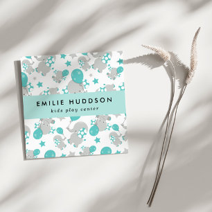 Cute Elephants, Kids Play Centre, Activity Centre Square Business Card