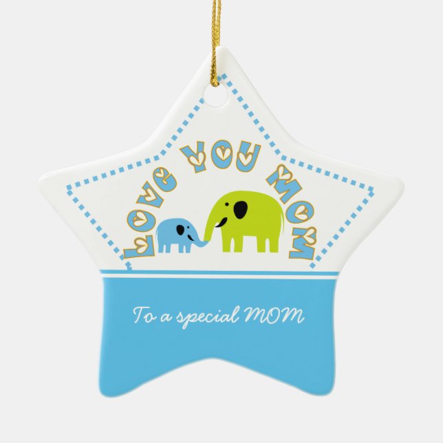 Cute Elephants Mother Child Mother's Day gift Ceramic Tree Decoration (Front)