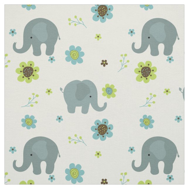 Cute Elephants Nursery Fabric (Swatch)