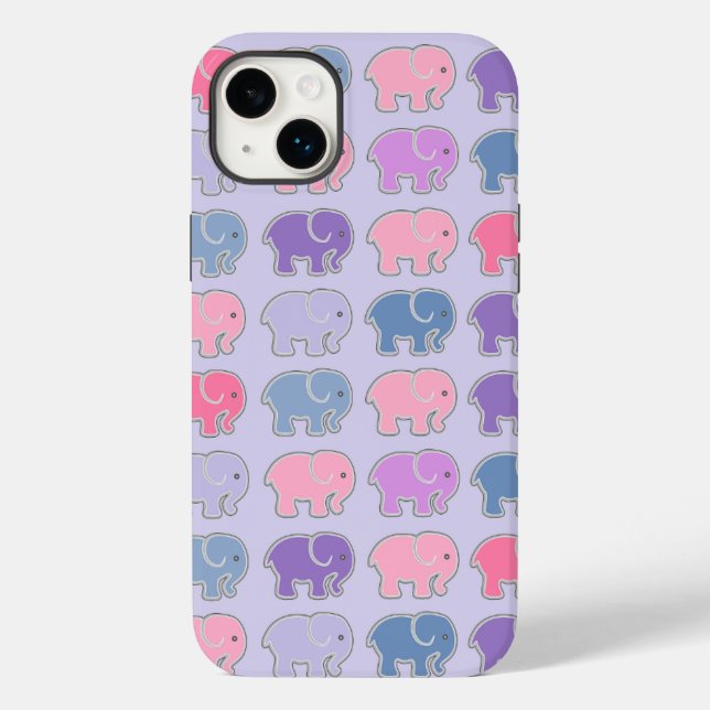 Cute Elephants Purple Pattern Case-Mate iPhone Case (Back)