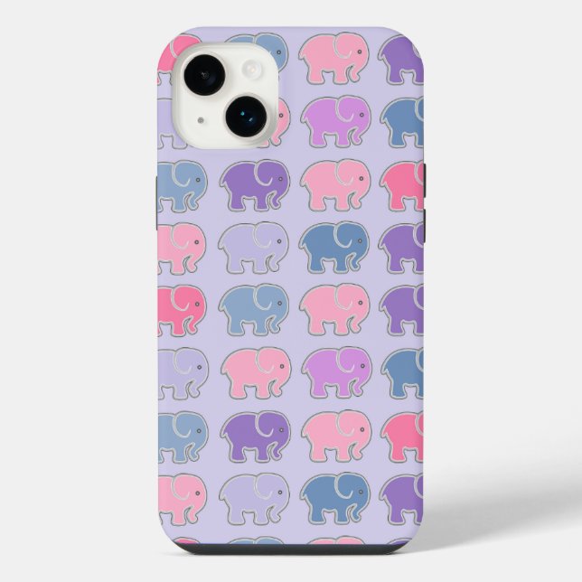 Cute Elephants Purple Pattern iPhone Case (Back)