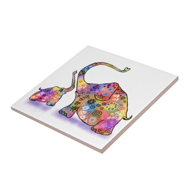 Cute Elephants Tile (Side)