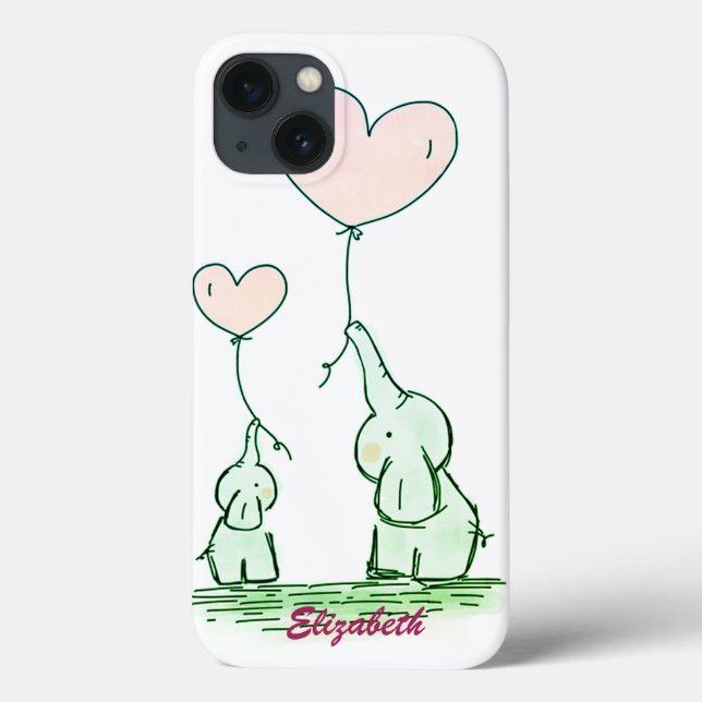 Cute Elephants With Balloons  -Personalised  Case-Mate iPhone Case (Back)