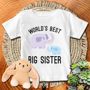 Cute Elephants 🐘 World's Best Big Sister   WHTXT Baby T-Shirt