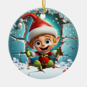 Cute Elf 3D Ceramic Tree Decoration