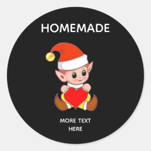 Cute Elf  and Homemade Text Classic Round Sticker