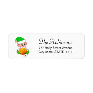 Cute Elf and Pumpkin on White Label