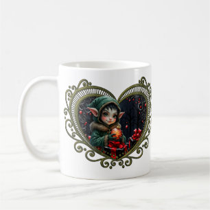 Cute Elf Child in Green Hooded Coat Coffee Mug