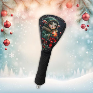 Cute Elf Child in Green Hooded Coat Golf Head Cover