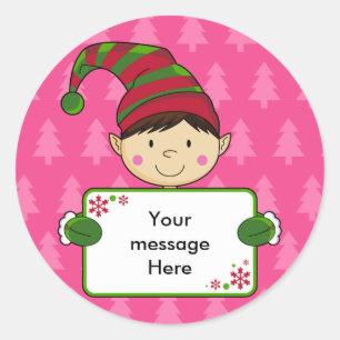 Cute Elf Christmas Gift Tag Sticker