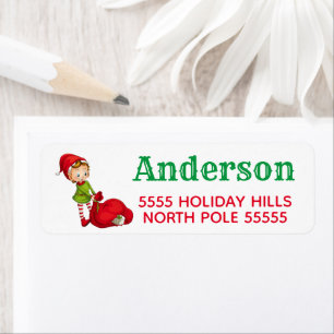 Cute Elf Christmas Return Address Labels