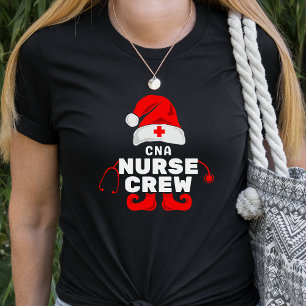 Cute Elf CNA Nurse Christmas Crew T-Shirt