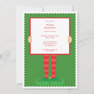 Cute Elf Feet Holiday Party Invitation