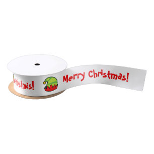 Cute elf hat custom Christmas ribbon for presents Satin Ribbon