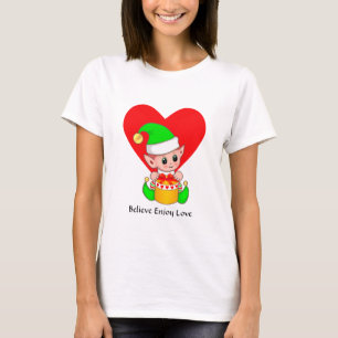 Cute Elf & Heart with Motivational Words T-Shirt
