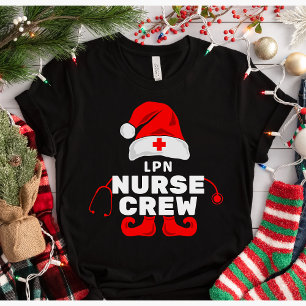 Cute Elf LP Nurse Christmas Crew T-Shirt