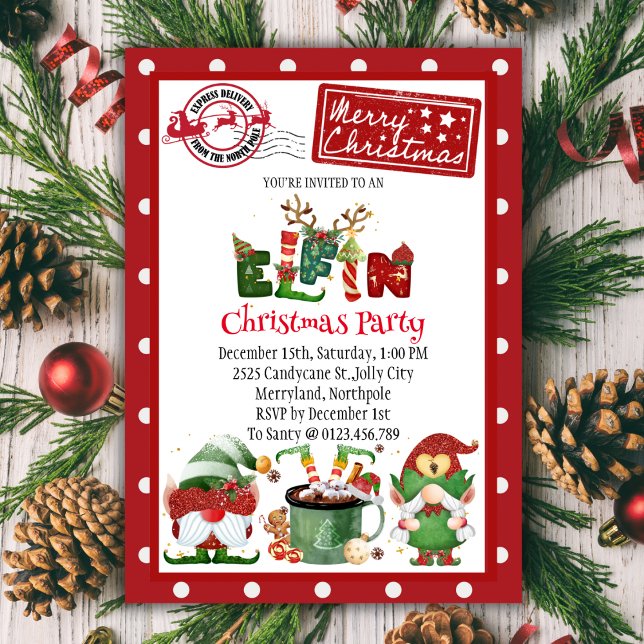  Cute Elf North Pole Christmas Party Invitation (Creator Uploaded)