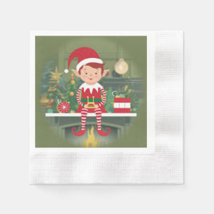 Cute Elf On Shelf Paper Napkin