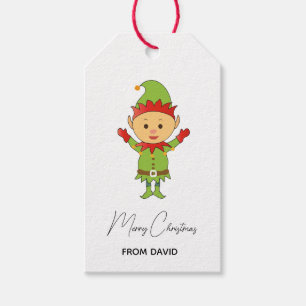 Cute Elf Personalised Merry Christmas Gift Tags