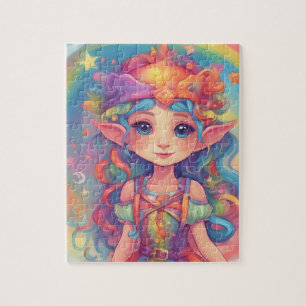 Cute elf princess in enchanted forest jigsaw puzzle