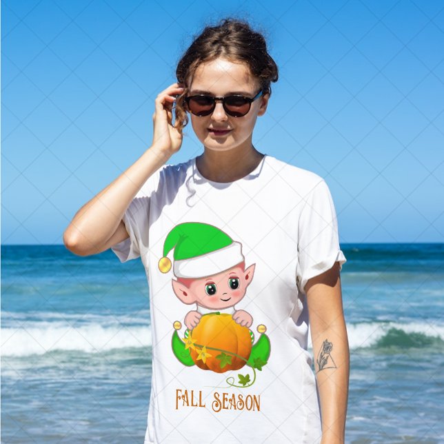 Cute Elf & Pumpkin Fall Season  T-Shirt (Creator Uploaded)