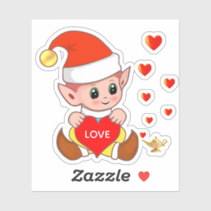 Cute elf with love hearts