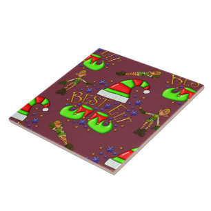 Cute Elves Christmas Tile