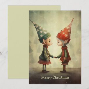 Cute Elves Illustration Holiday Card