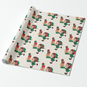 Cute Elves with Christmas Gifts Wrapping Paper