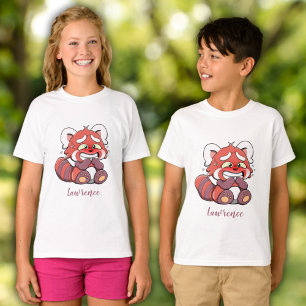Cute Embarrassed Red Panda Personalized Kids T-Shirt