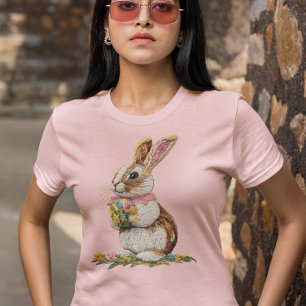 Cute Embroidered look Easter Bunny T-Shirt