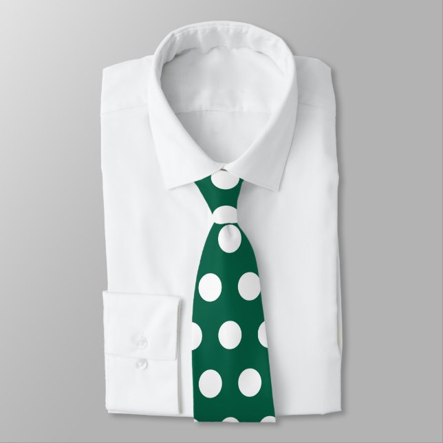 Cute emerald green and white large polka dots tie (Tied)