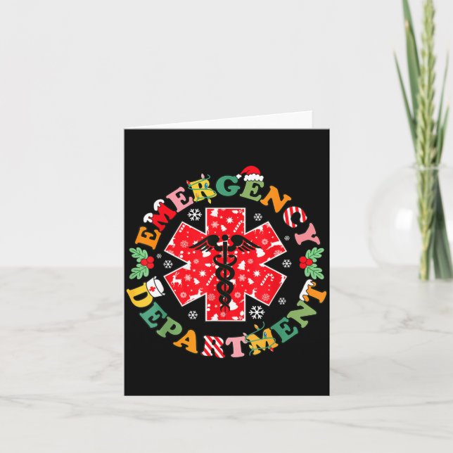 Cute Emergency Department Christmas Er Nurse Santa Card (Front)