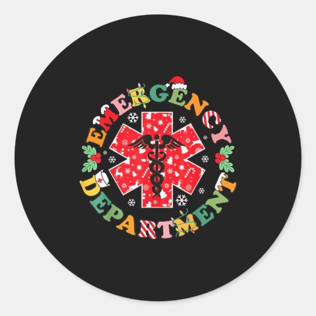 Cute Emergency Department Christmas Er Nurse Santa Classic Round Sticker (Front)