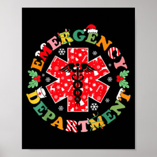 Cute Emergency Department Christmas Er Nurse Santa Poster