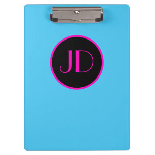 Cute Emo Blue Monogram With Pink Text Clipboard
