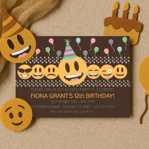 Cute Emoji Birthday Party Invitation