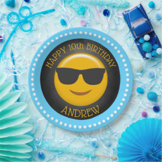 Cute Emoji Birthday Party Paper Plate