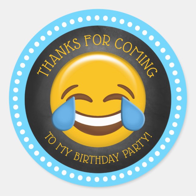 Cute Emoji Birthday Thank You Classic Round Sticker (Front)