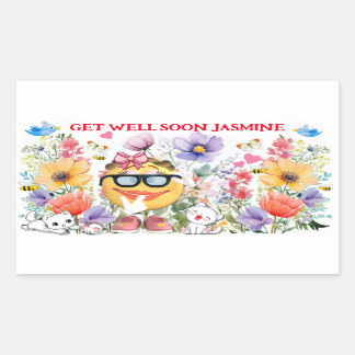Cute Emoji Character Get well Rectangular Sticker