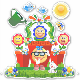 Cute Emoji Characters Contour Sticker